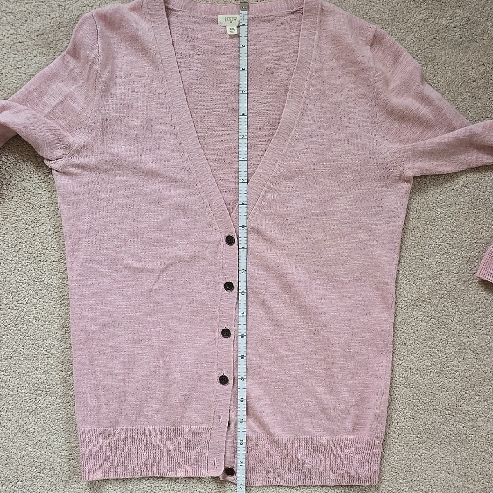 J Crew Pink Linen/Cotton Cardigan Sweater XS - Picture 8 of 8